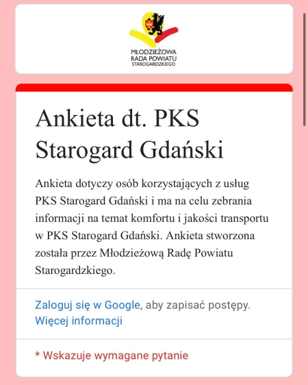 Ankieta dotycząca usług PKS Starogard Gdański 